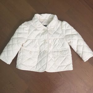 Girls cream quilted jacket 12-18 months